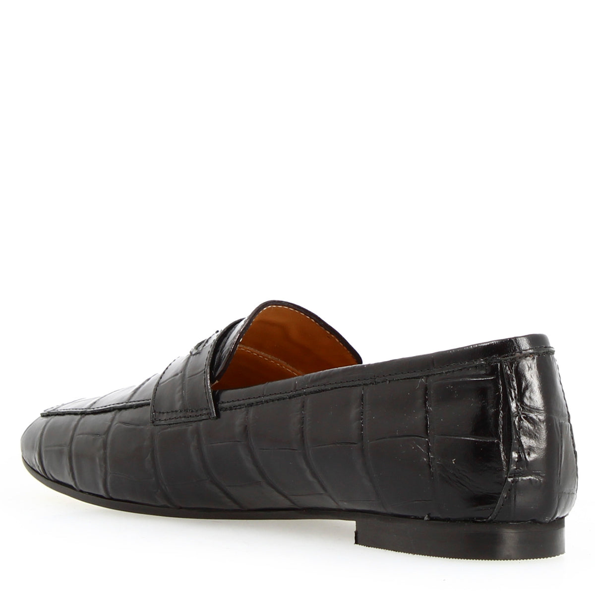 Mocassino artigianale da donna in pelle stampa cocco nero - LeonardoShoes