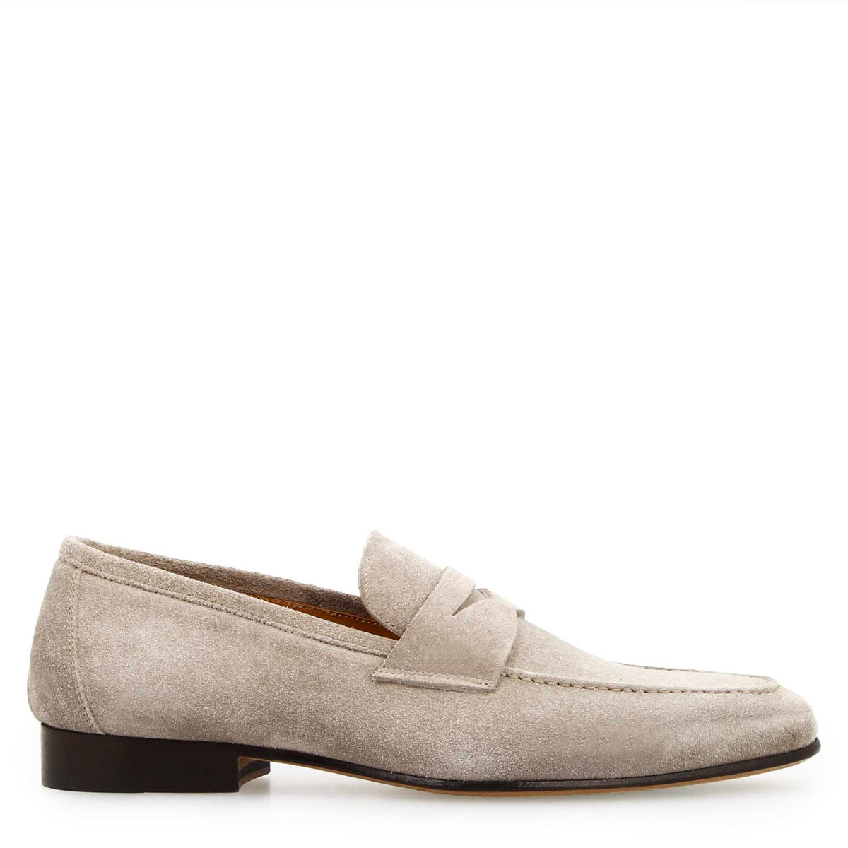Mocassino artigianale uomo in camoscio grigio Manfredo - LeonardoShoes