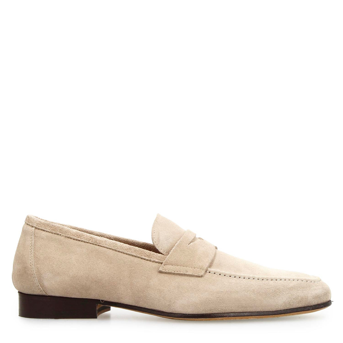 Mocassino artigianale uomo in pelle scamosciata beige Manfredo - LeonardoShoes
