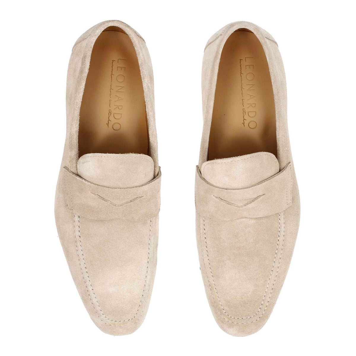 Mocassino artigianale uomo in pelle scamosciata beige Manfredo - LeonardoShoes