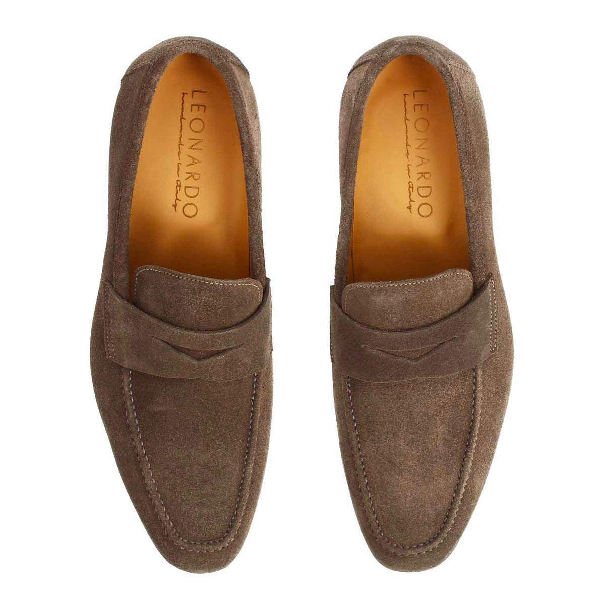 Mocassino artigianale uomo in camoscio marrone scuro Manfredo - LeonardoShoes