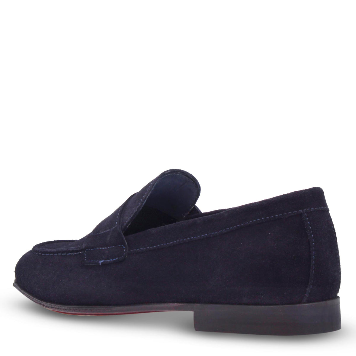 Mocassino blu artigianale da uomo in pelle scamosciata - LeonardoShoes