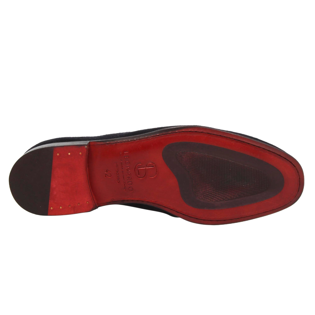 Mocassino blu artigianale da uomo in pelle scamosciata - LeonardoShoes