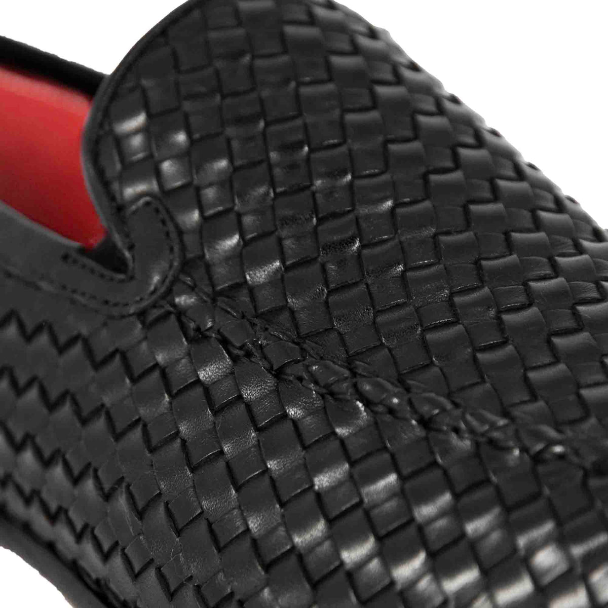 Mocassino classico da uomo in pelle intrecciata colore nero - LeonardoShoes