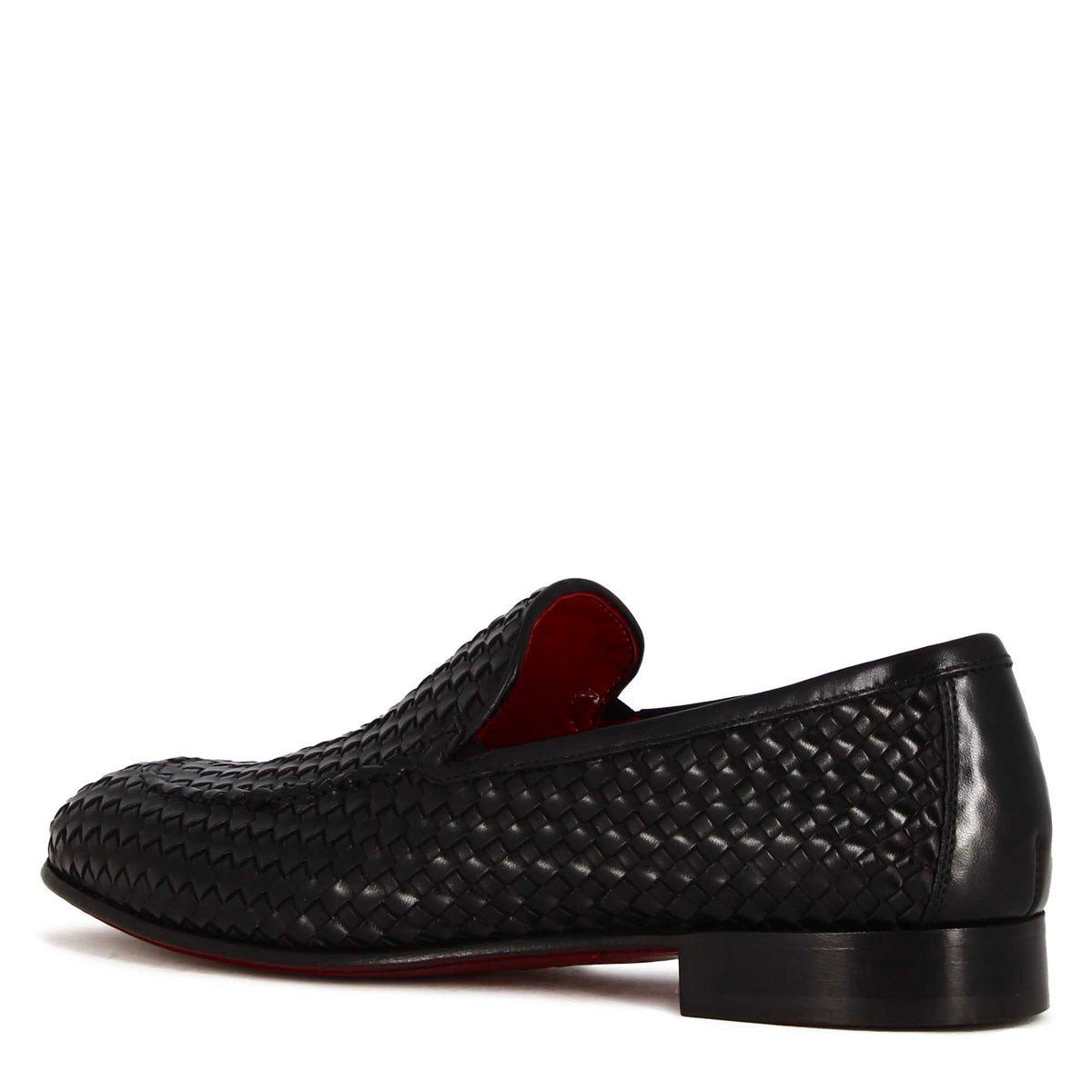 Mocassino classico da uomo in pelle intrecciata colore nero - LeonardoShoes