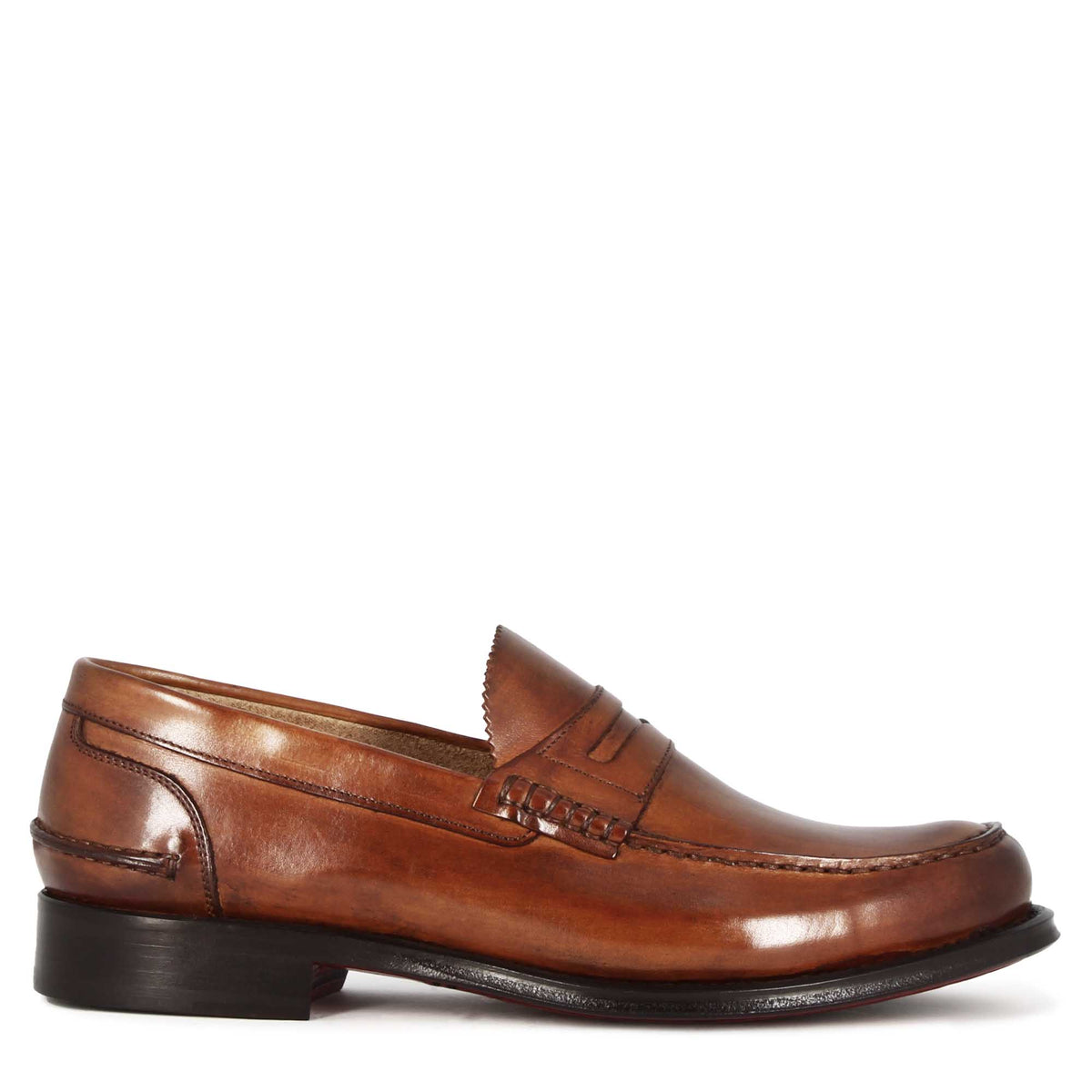 Mocassino college con bocca di leone da uomo in pelle colore marrone - LeonardoShoes