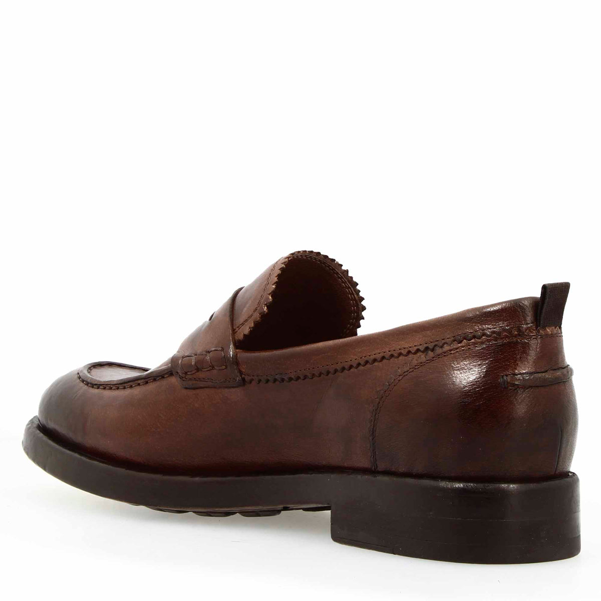 Mocassino college da uomo in pelle pregiata marrone - LeonardoShoes
