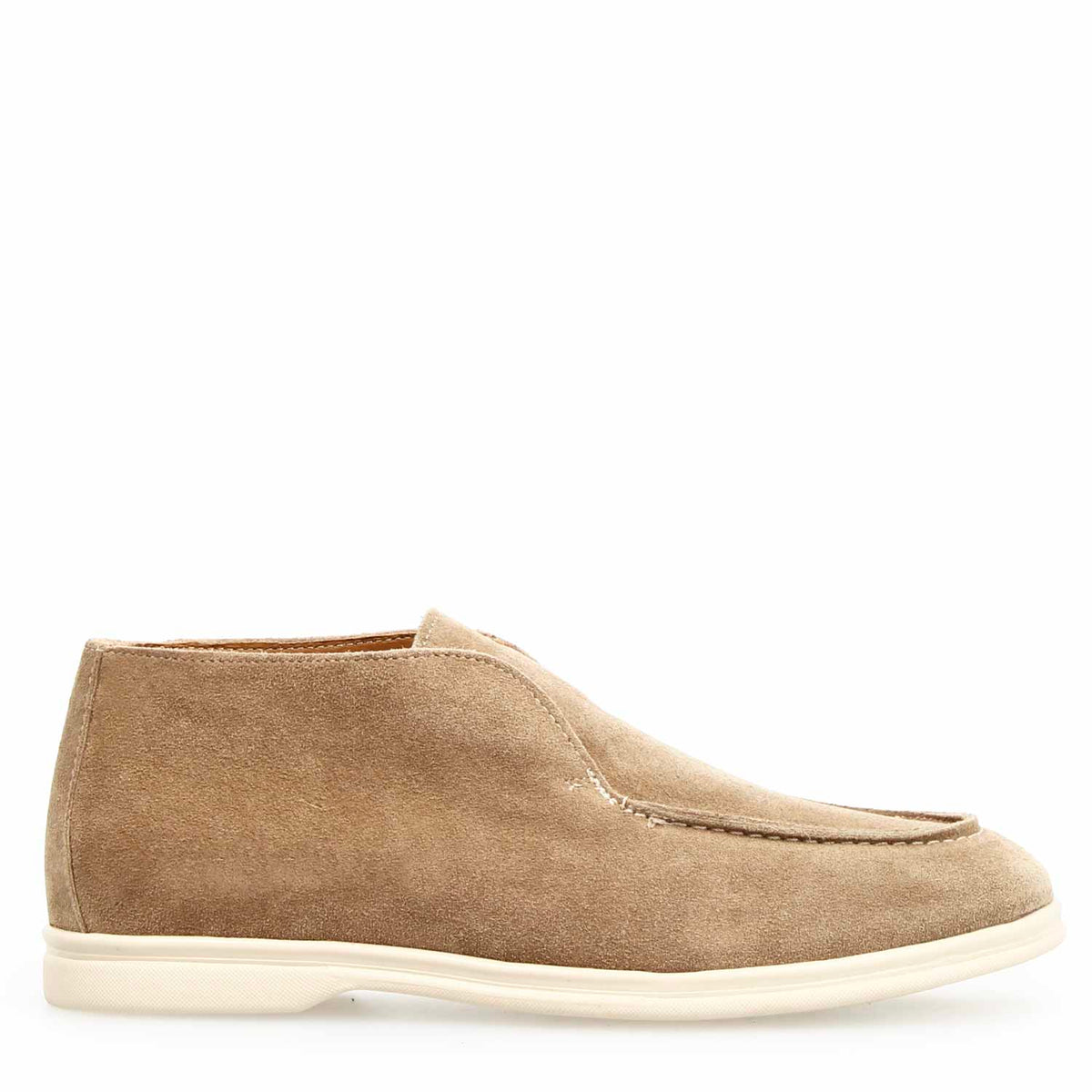 Mocassino alto Elite da uomo in camoscio beige - LeonardoShoes