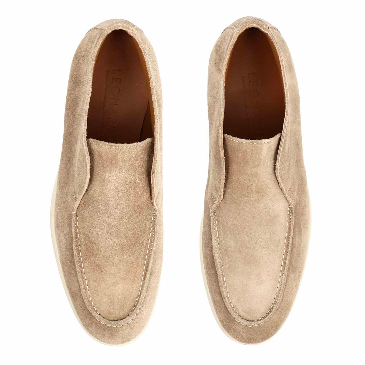 Mocassino alto Elite da uomo in camoscio beige - LeonardoShoes