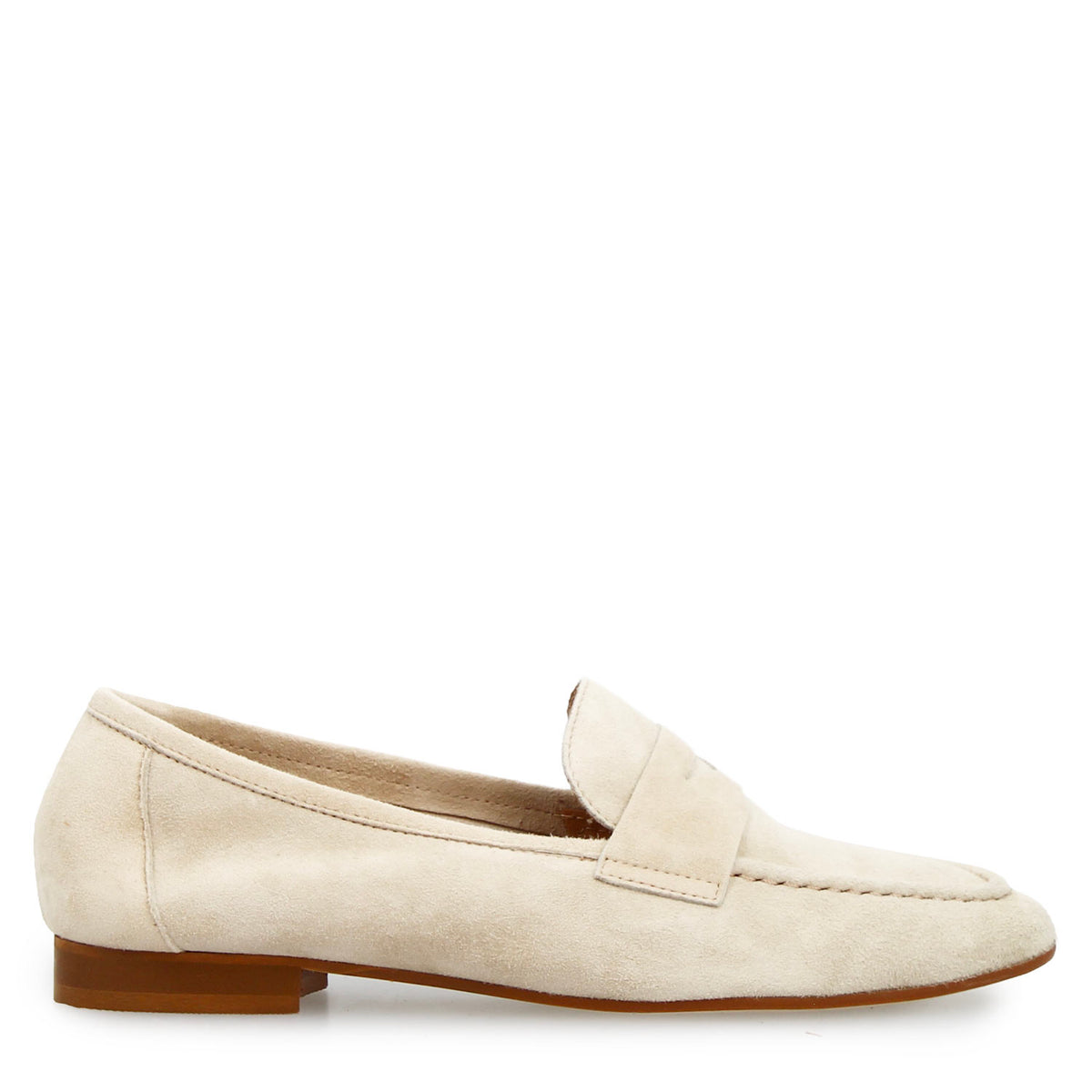 Mocassino da donna Brenta in camoscio beige - LeonardoShoes