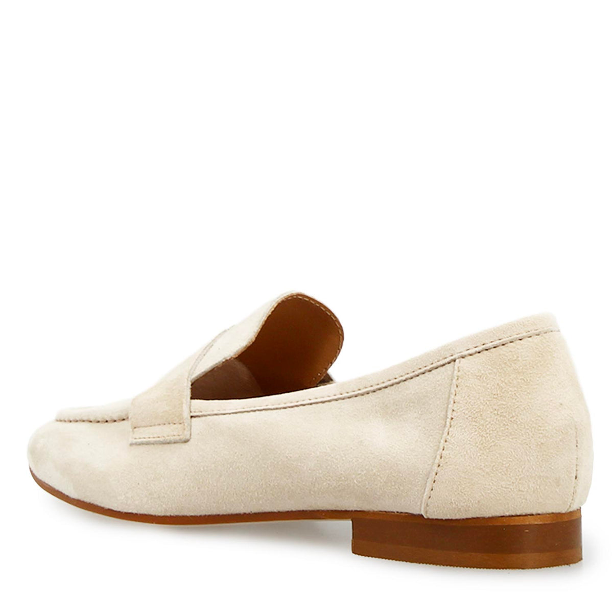 Mocassino da donna Brenta in camoscio beige - LeonardoShoes