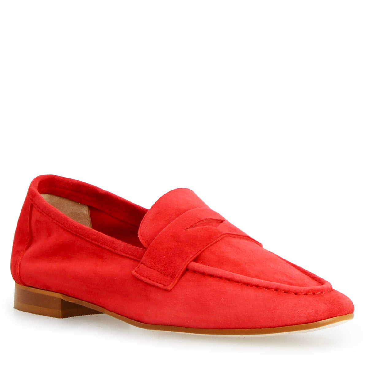 Mocassino da donna Brenta in camoscio rosso - LeonardoShoes