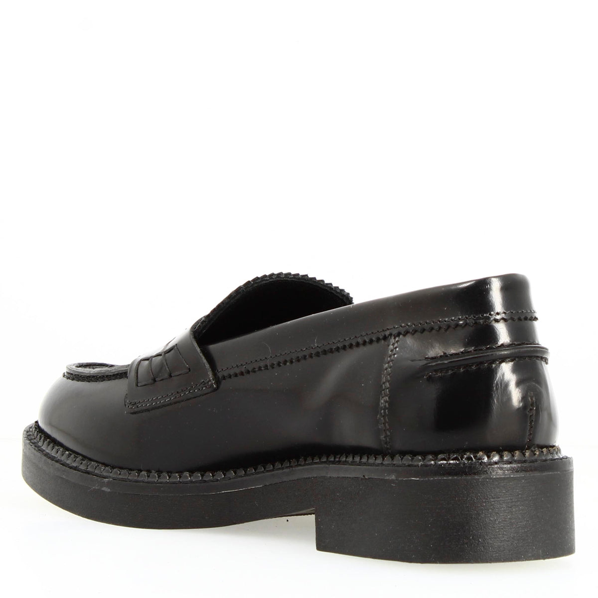 Mocassino da donna fondo robusto in pelle spazzolata nero - LeonardoShoes