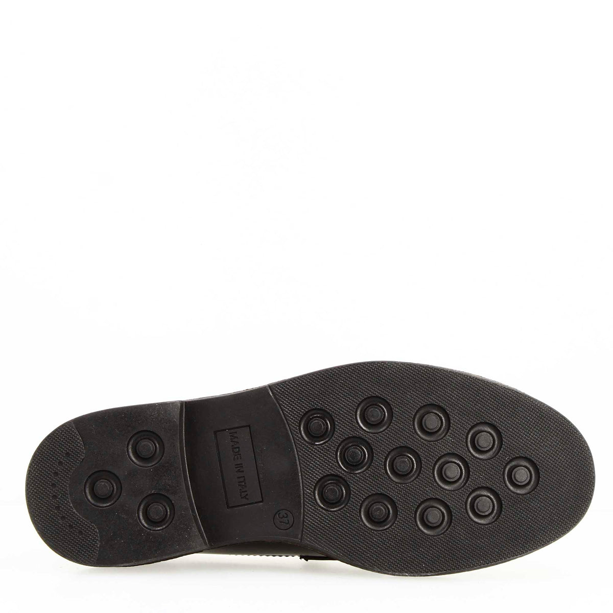 Mocassino da donna fondo robusto in pelle nera con fibbia - LeonardoShoes