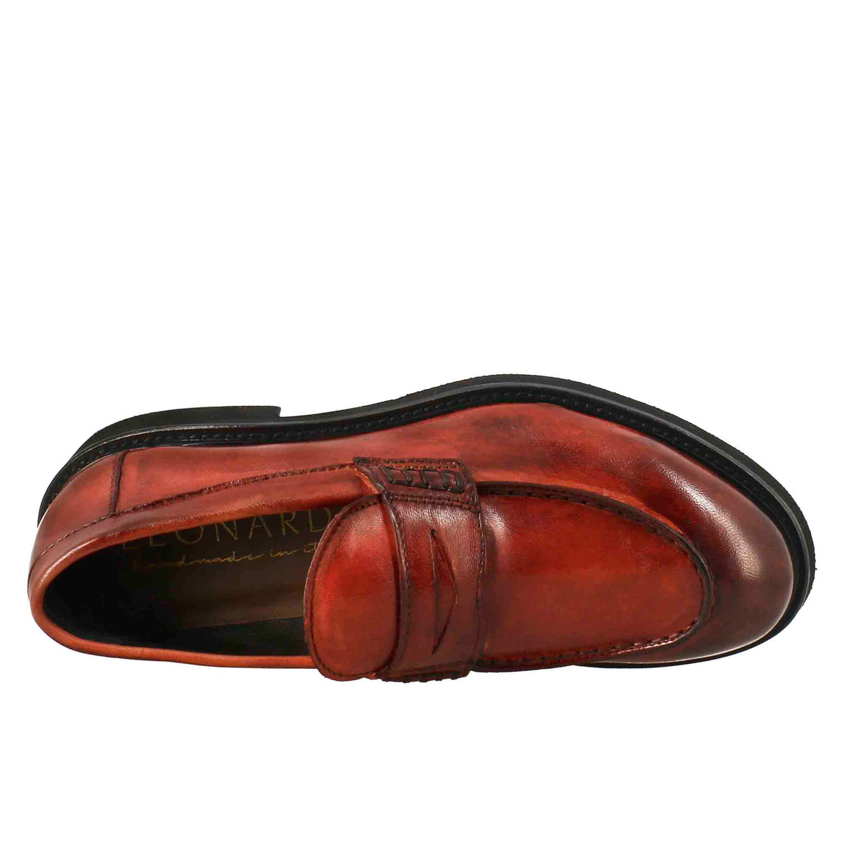Mocassino da donna paupa in pelle lavata colore rosso - LeonardoShoes