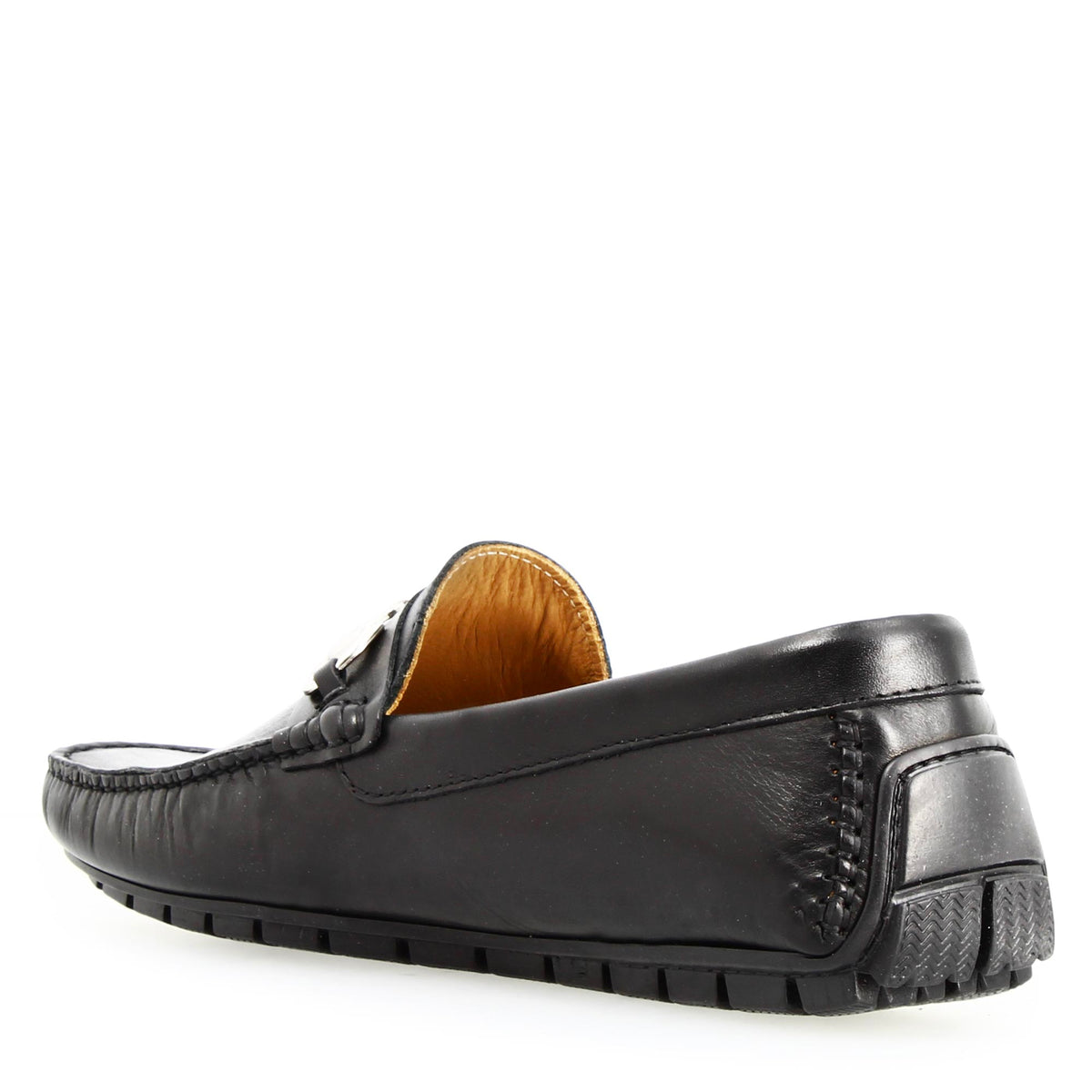 Mocassino Ulisse da uomo in pelle nera con morsetto - LeonardoShoes
