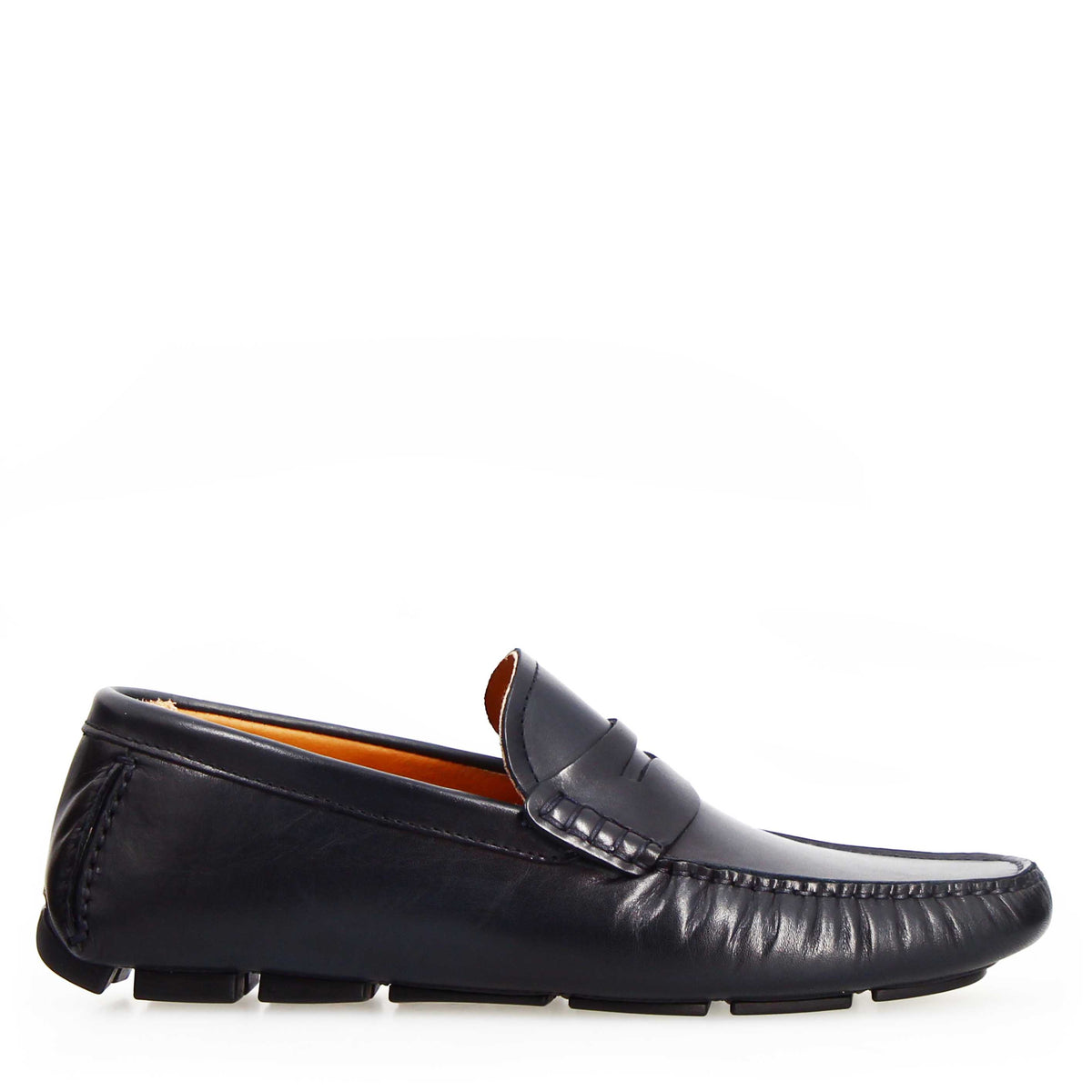 Mocassino Tiberio da uomo in pelle blu - LeonardoShoes