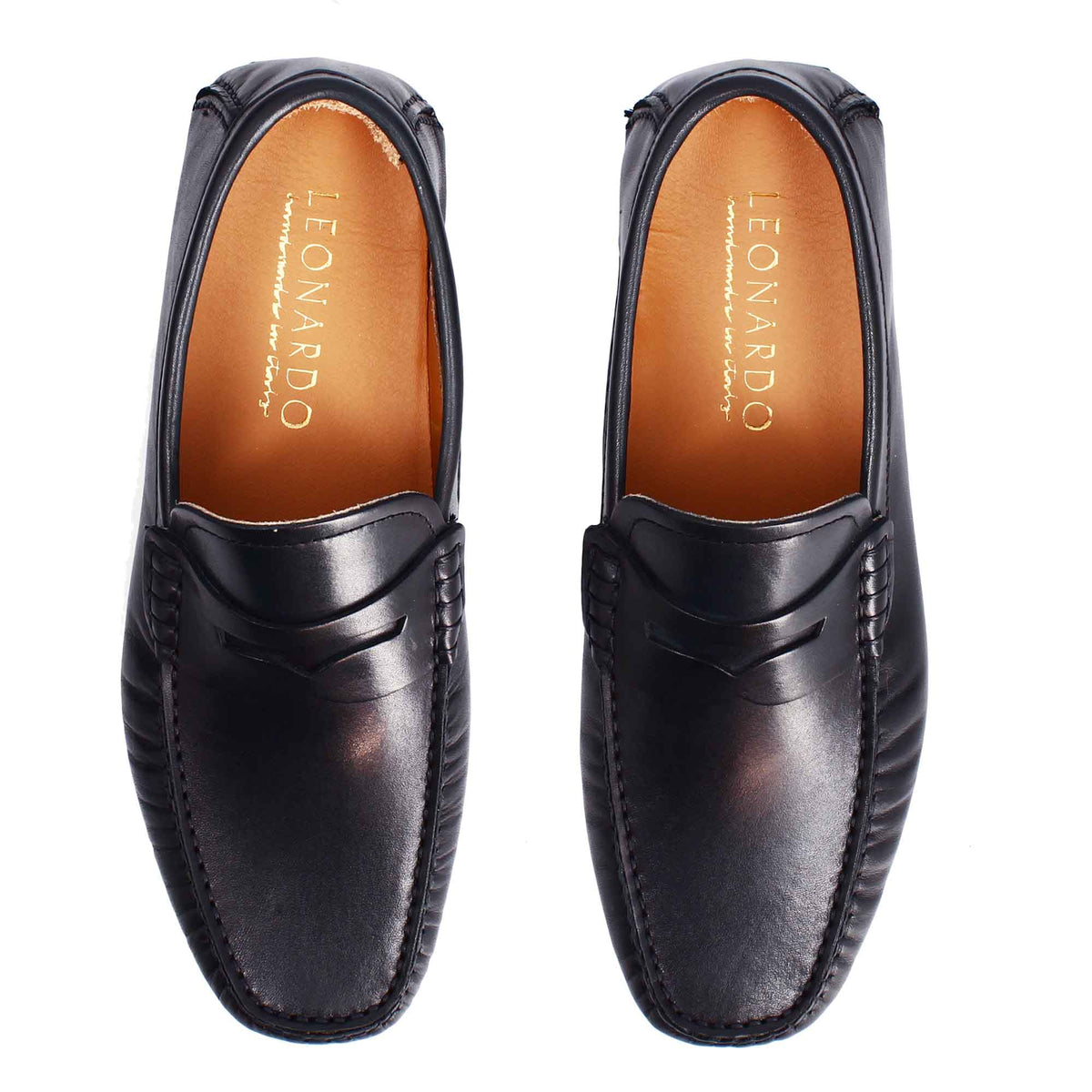 Mocassino Tiberio da uomo in pelle blu - LeonardoShoes