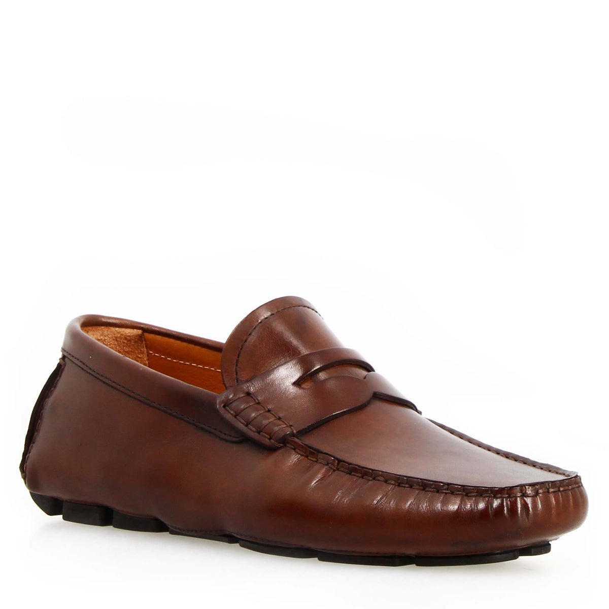 Mocassino Tiberio da uomo in pelle marrone - LeonardoShoes