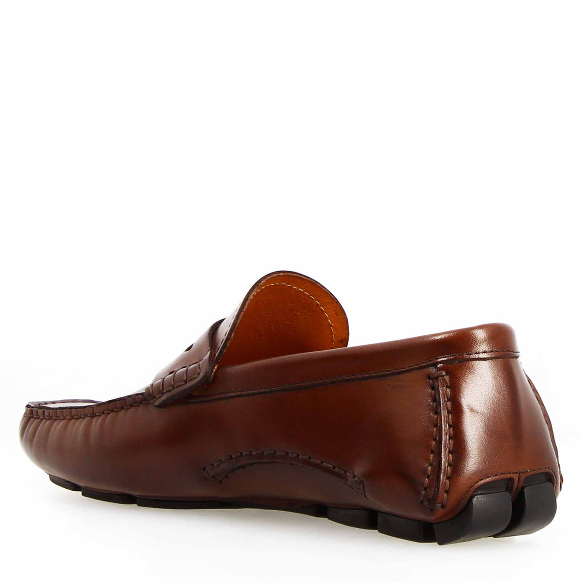 Mocassino Tiberio da uomo in pelle marrone - LeonardoShoes