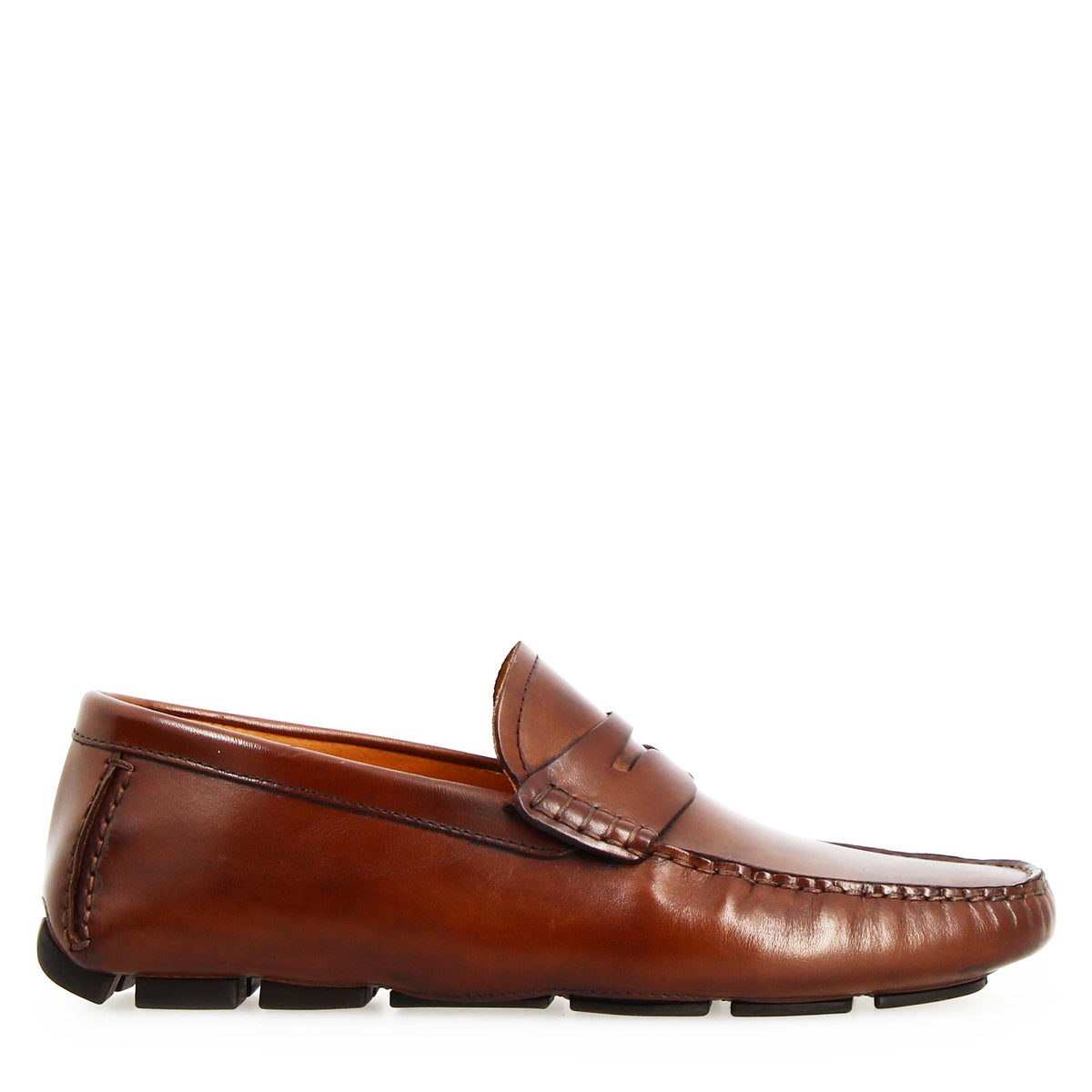 Mocassino Tiberio da uomo in pelle marrone - LeonardoShoes