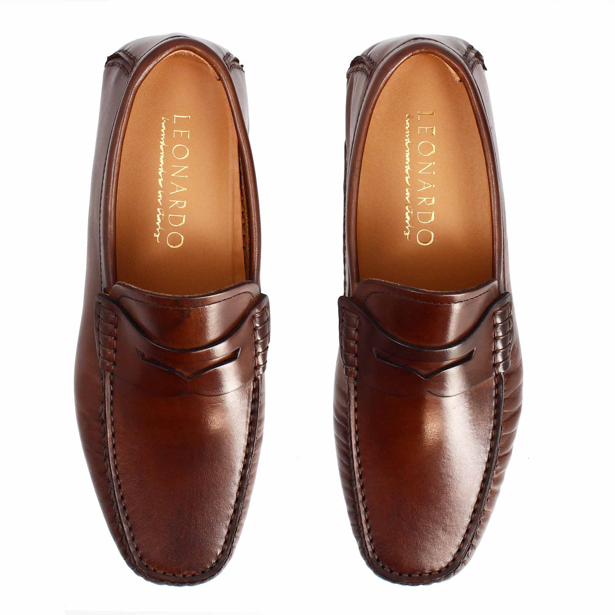 Mocassino Tiberio da uomo in pelle marrone - LeonardoShoes