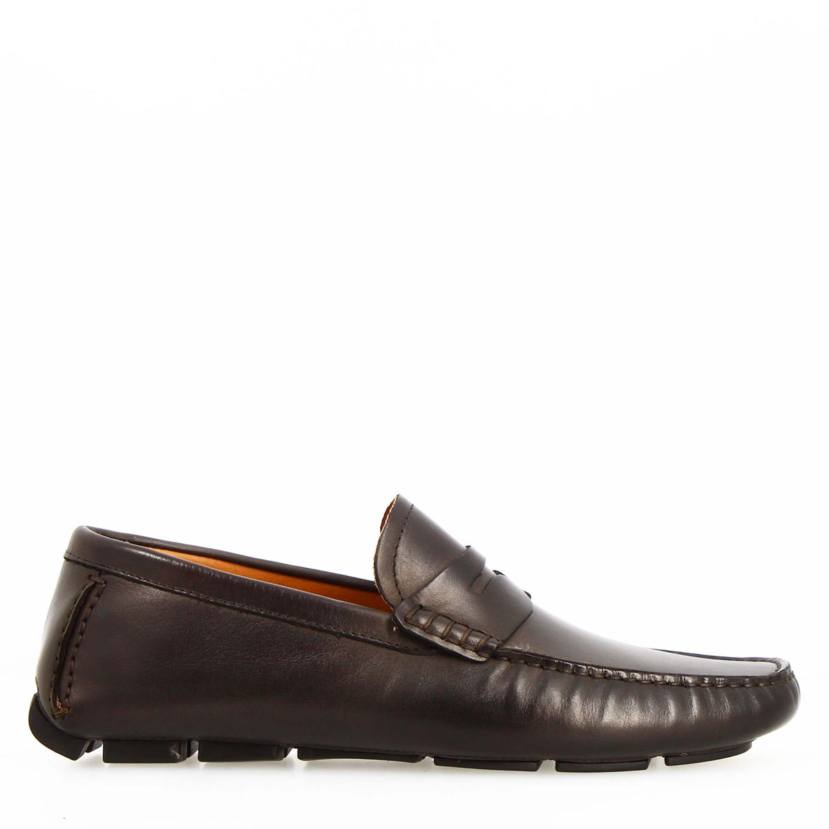 Mocassino Tiberio da uomo in pelle marrone scuro - LeonardoShoes