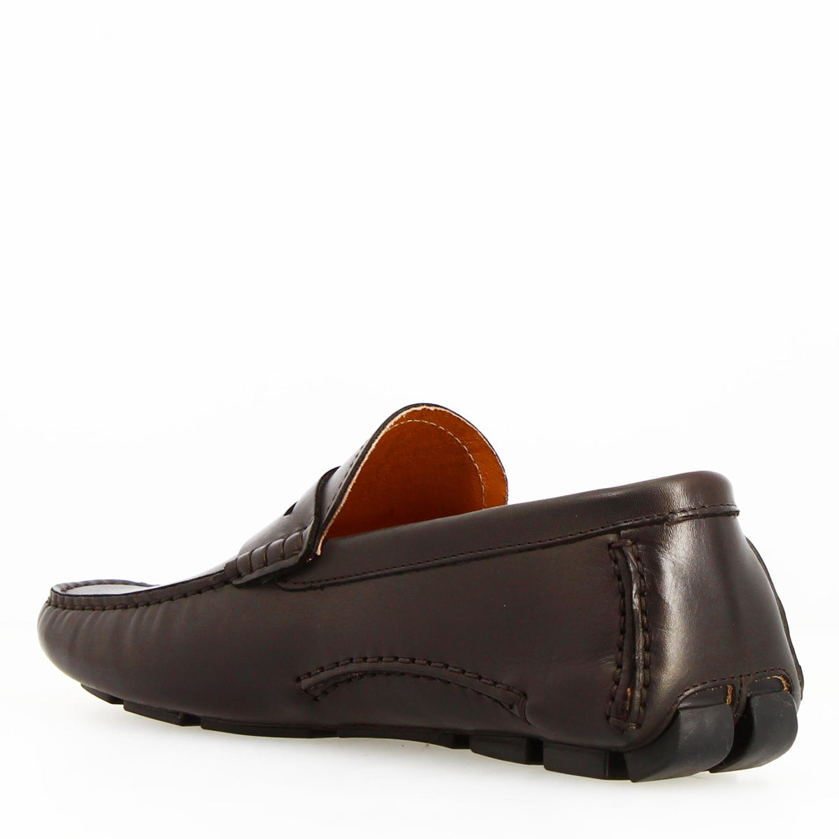 Mocassino Tiberio da uomo in pelle marrone scuro - LeonardoShoes