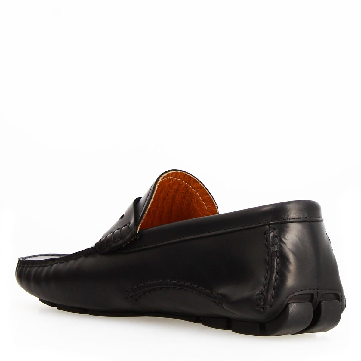 Mocassino Tiberio da uomo in pelle nera - LeonardoShoes