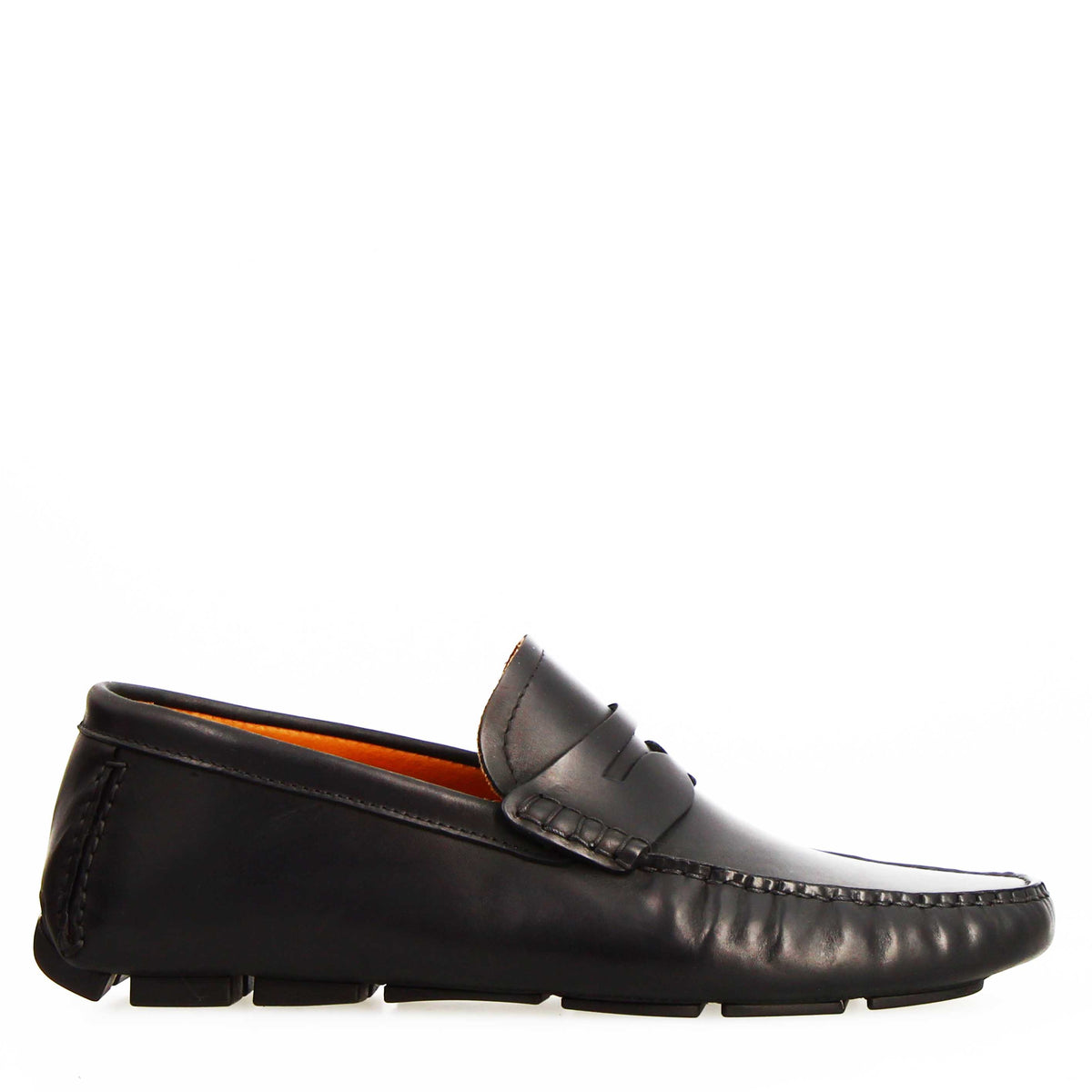 Mocassino Tiberio da uomo in pelle nera - LeonardoShoes