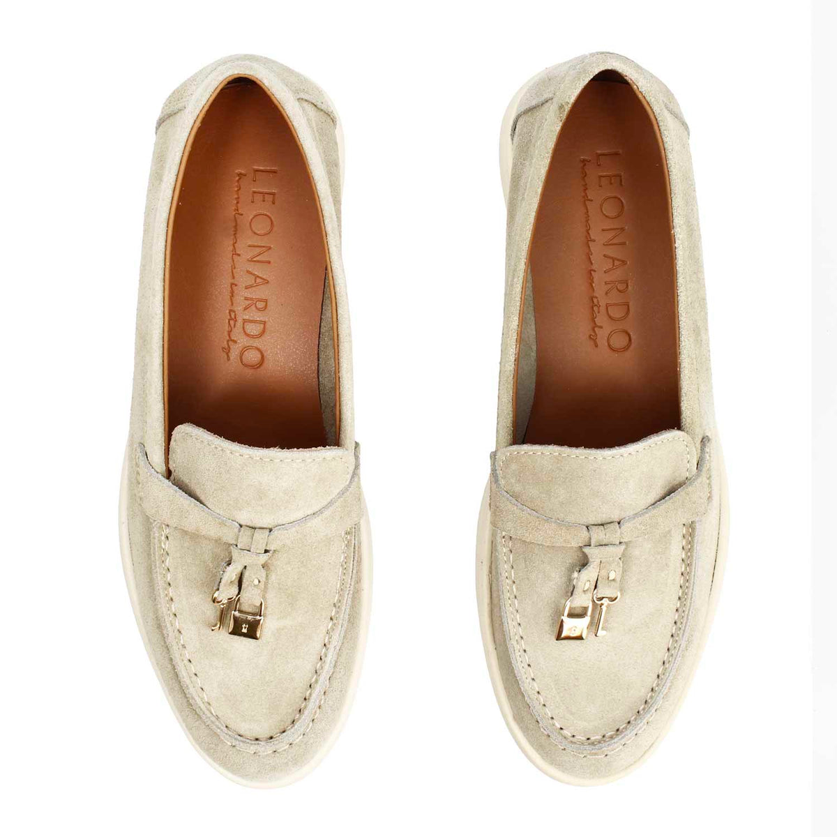 Mocassino drive da donna Vellaria in pelle scamosciata beige - LeonardoShoes