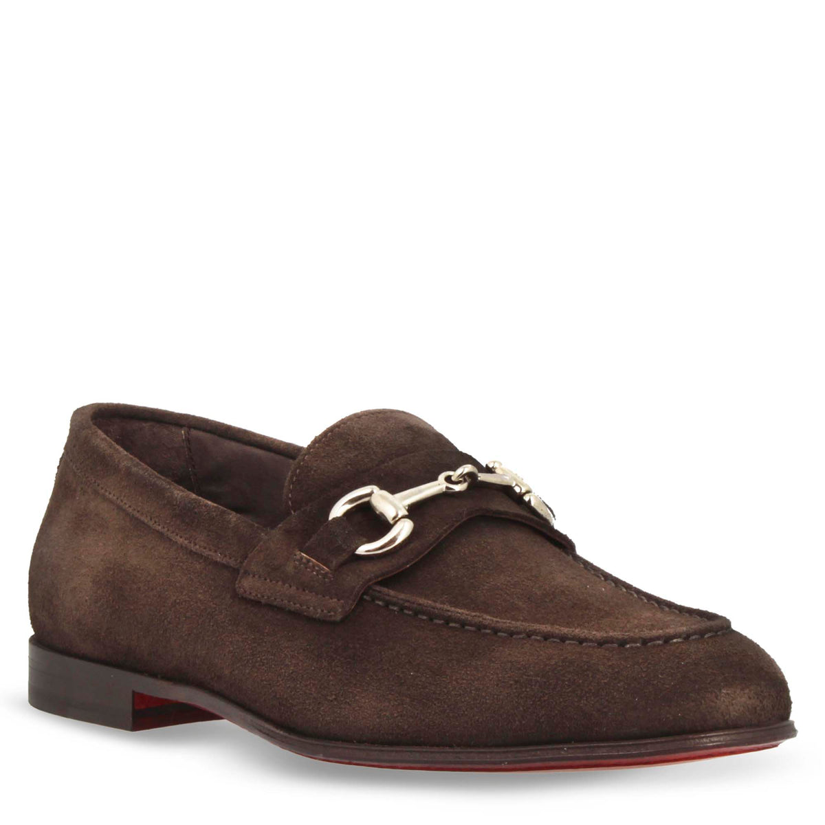 Mocassino marrone artigianale da uomo in camoscio con fibbia - LeonardoShoes