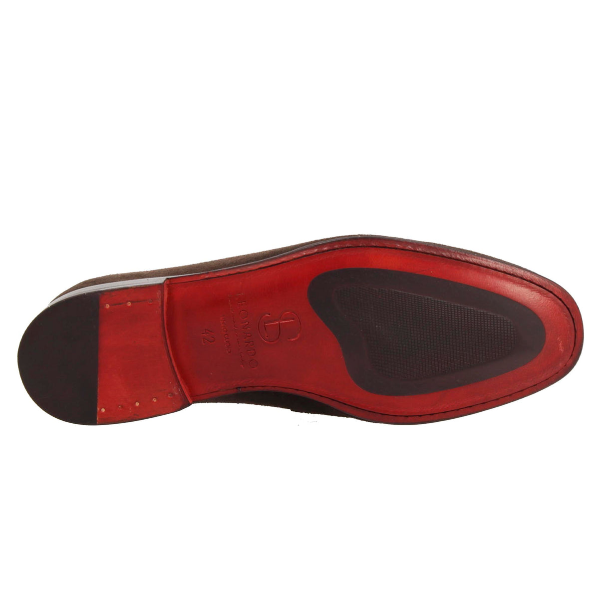 Mocassino marrone artigianale da uomo in camoscio con fibbia - LeonardoShoes