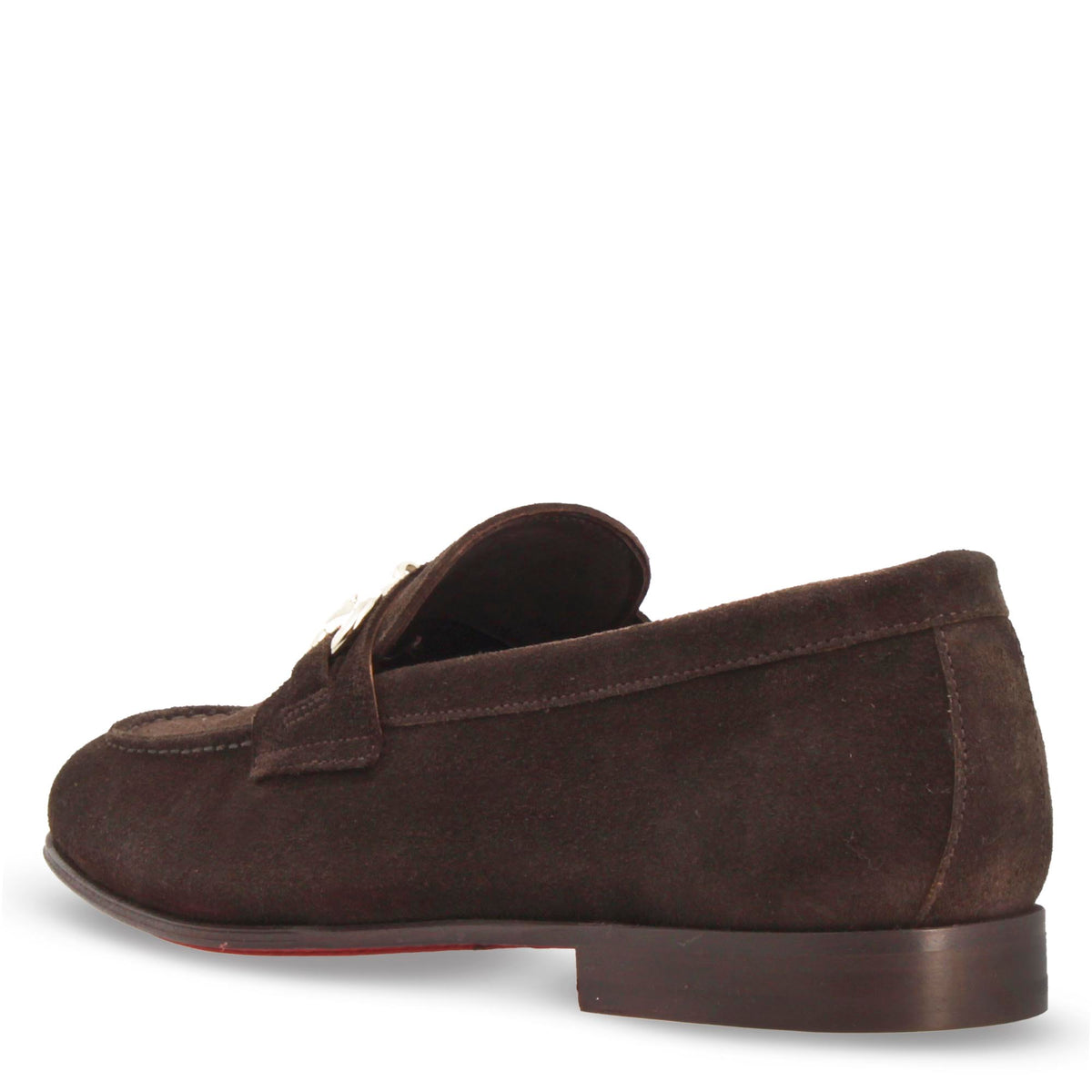Mocassino marrone artigianale da uomo in camoscio con fibbia - LeonardoShoes