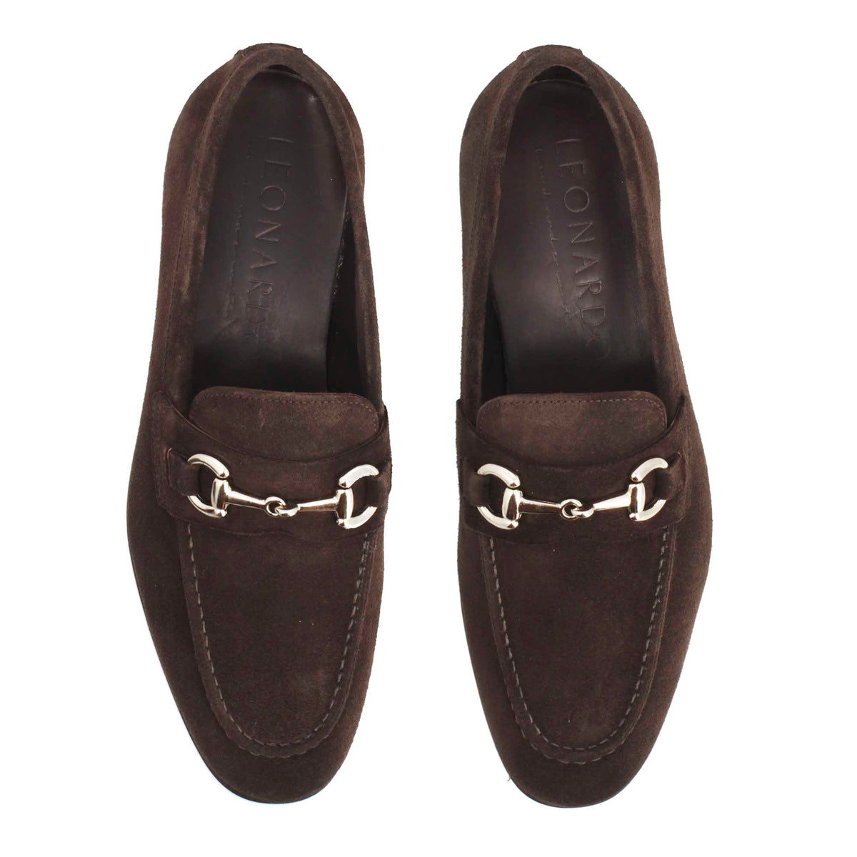 Mocassino marrone artigianale da uomo in camoscio con fibbia - LeonardoShoes
