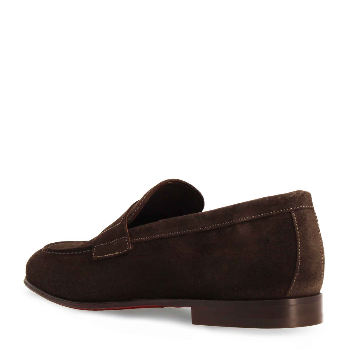 Mocassino marrone scuro artigianale da uomo in pelle scamosciata - LeonardoShoes
