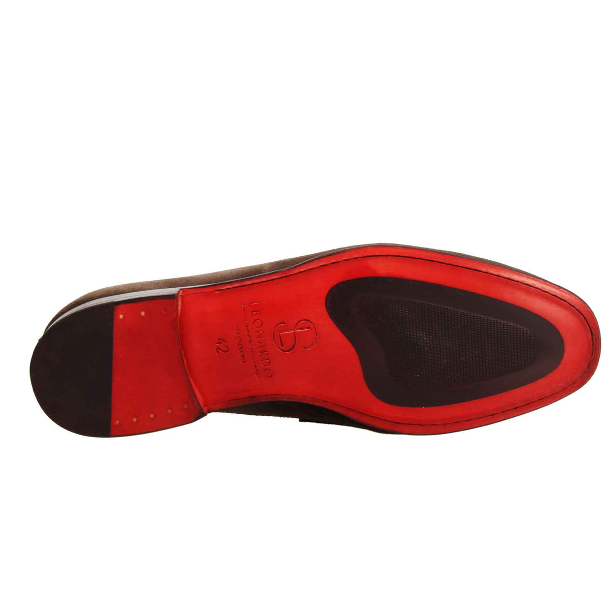 Mocassino marrone scuro artigianale da uomo in pelle scamosciata - LeonardoShoes