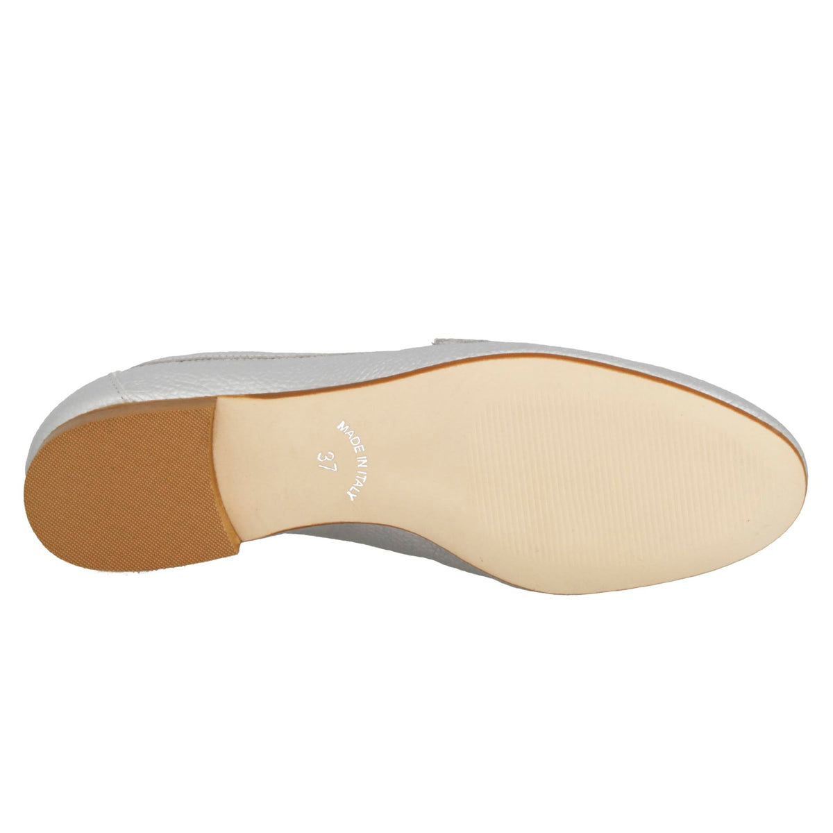 Mocassino morbido artigianale da donna in pelle argento - LeonardoShoes