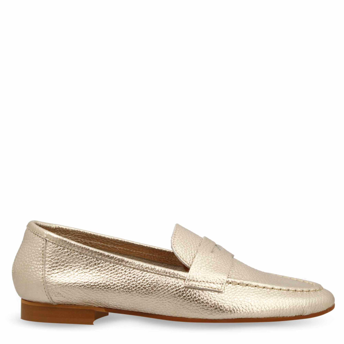 Mocassino morbido artigianale da donna in pelle oro - LeonardoShoes