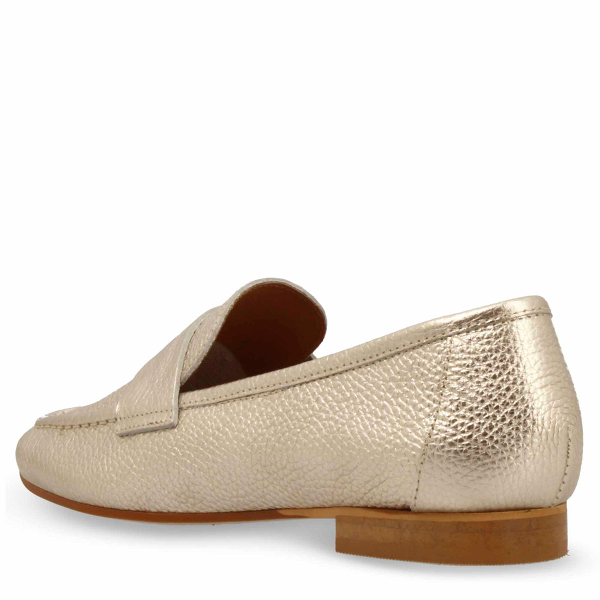 Mocassino morbido artigianale da donna in pelle oro - LeonardoShoes