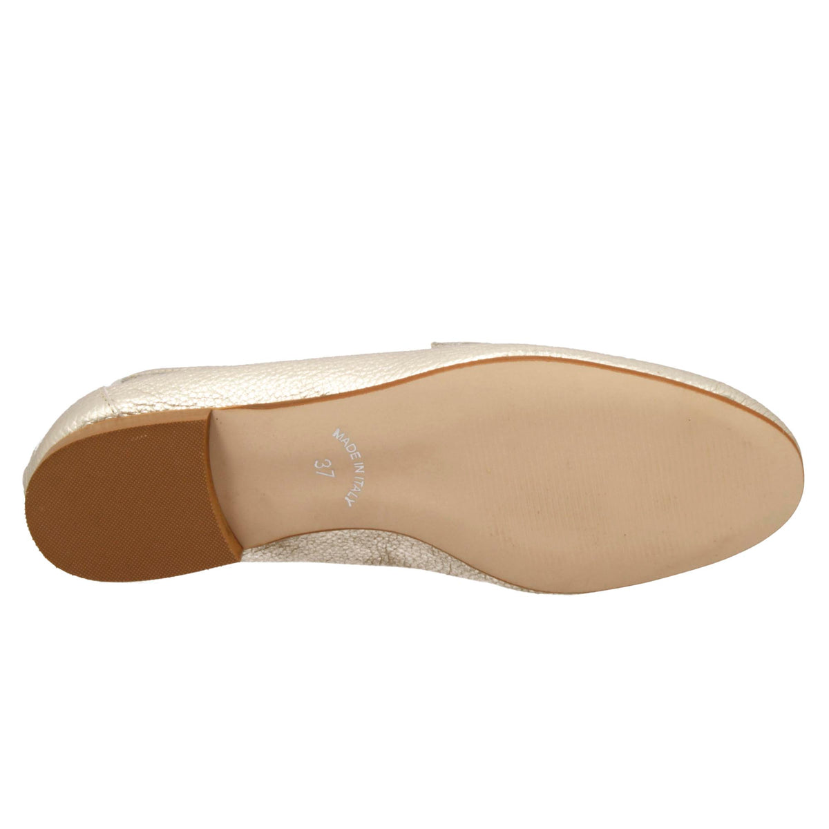 Mocassino morbido artigianale da donna in pelle oro - LeonardoShoes