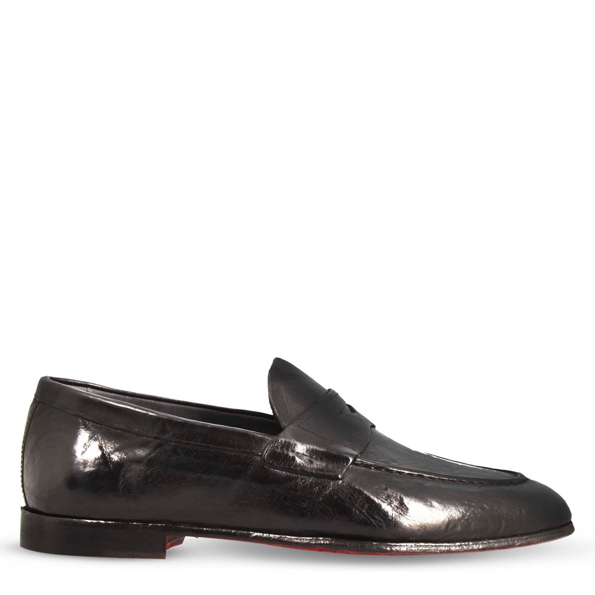 Mocassino artigianale da uomo in pelle pregiata nera - LeonardoShoes