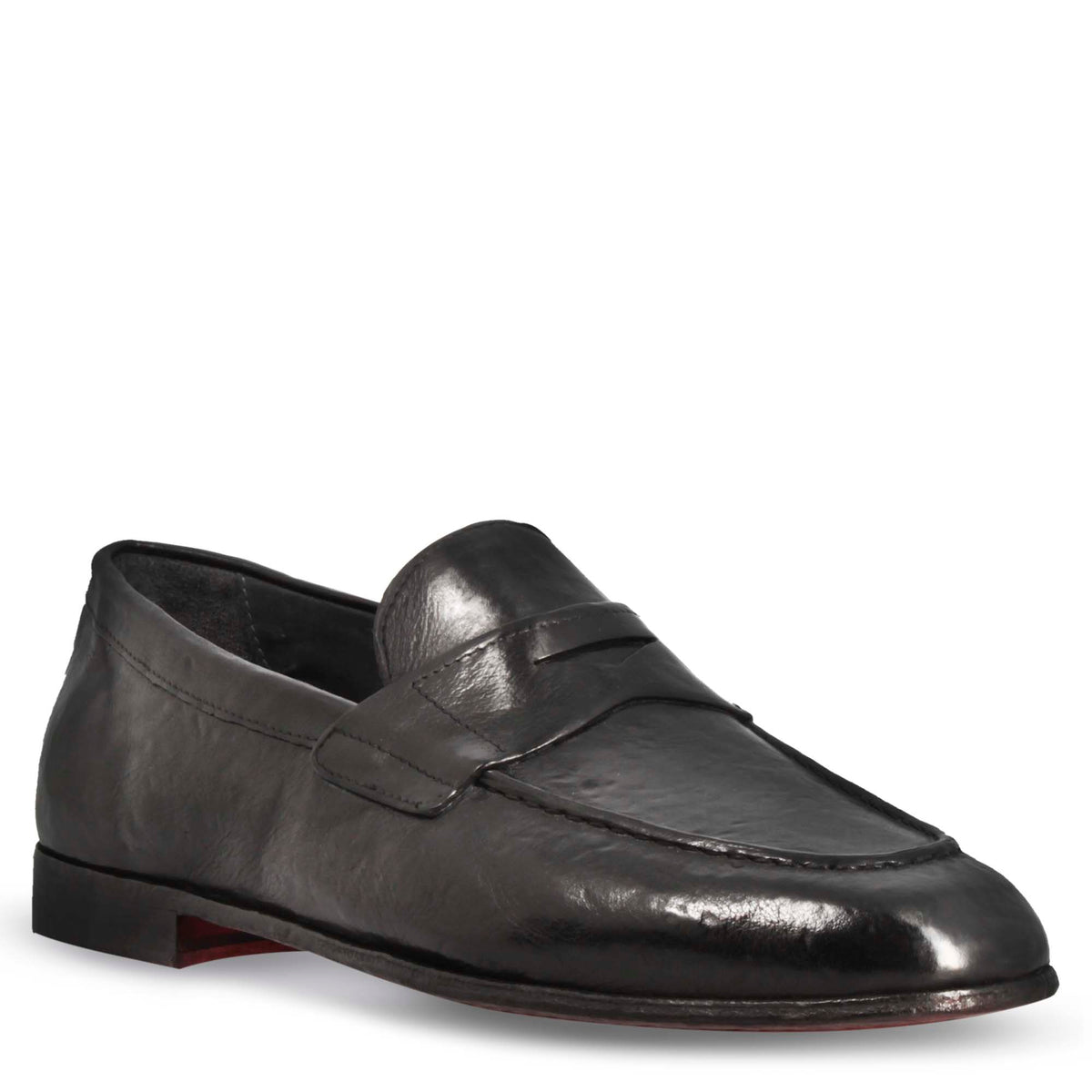 Mocassino artigianale da uomo in pelle pregiata nera - LeonardoShoes
