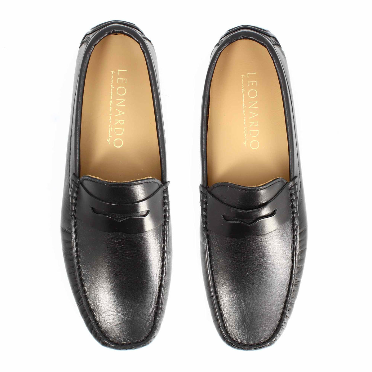 Mocassino Ulisse da uomo in pelle nera - LeonardoShoes