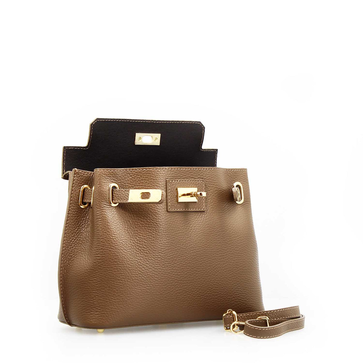 Borsa a mano e tracolla Ninfea da donna in pelle marrone - LeonardoShoes