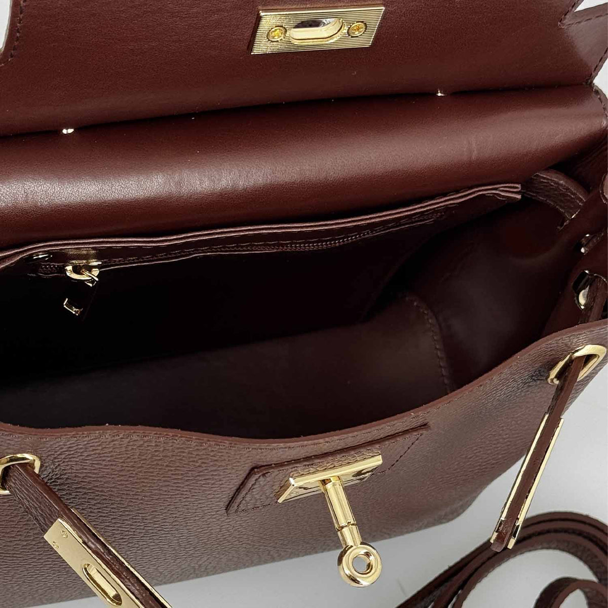 Borsa a mano e tracolla Ninfea da donna in pelle marrone scuro - LeonardoShoes