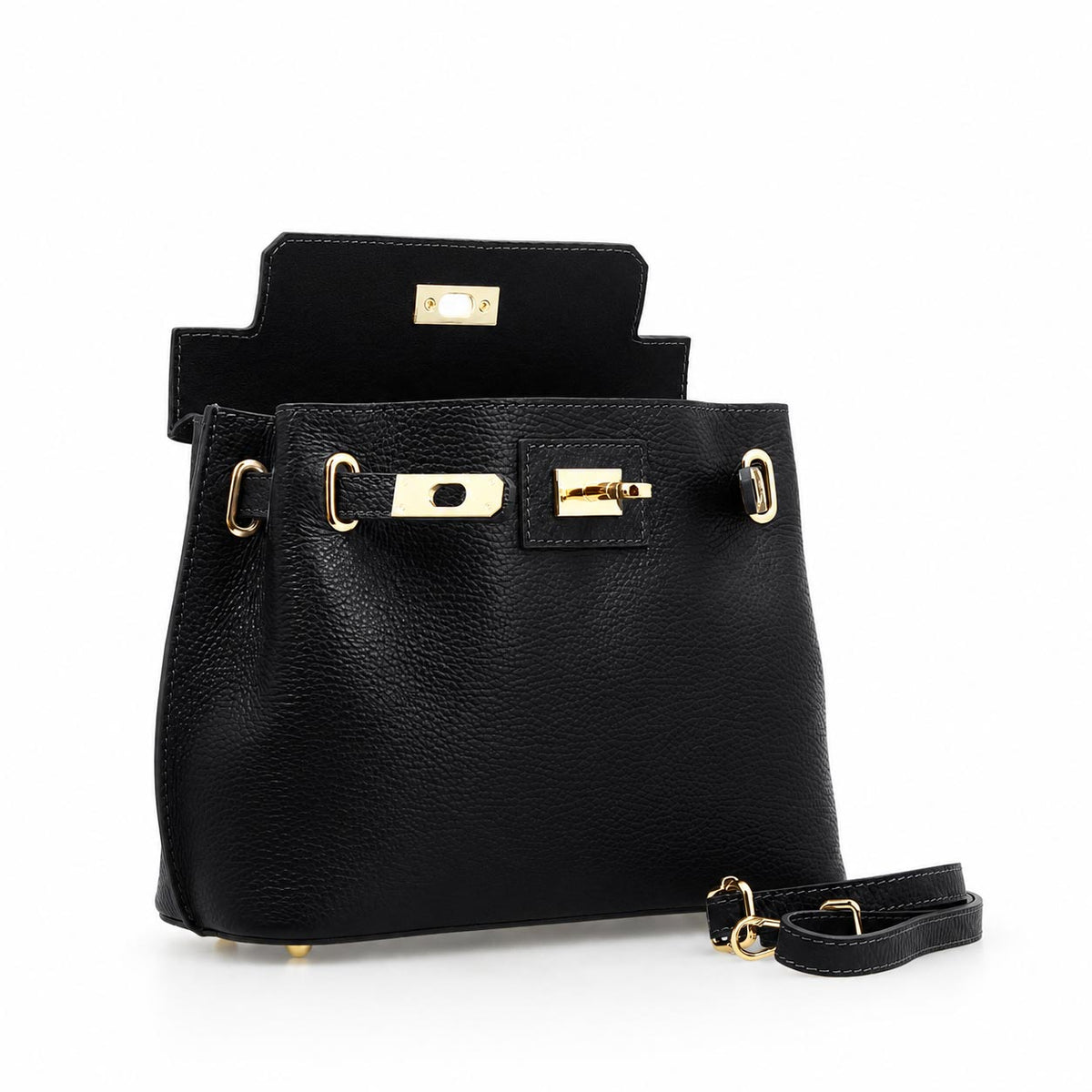 Borsa a mano e tracolla Ninfea da donna in pelle nero - LeonardoShoes