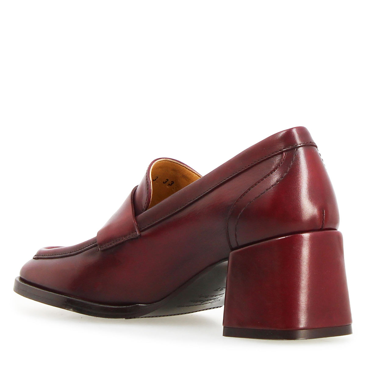 Ottavia - Mocassin femme talon haut en cuir bordeaux
