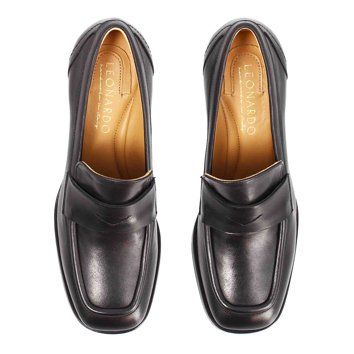 Ottavia - Mocassin femme talon haut en cuir noir
