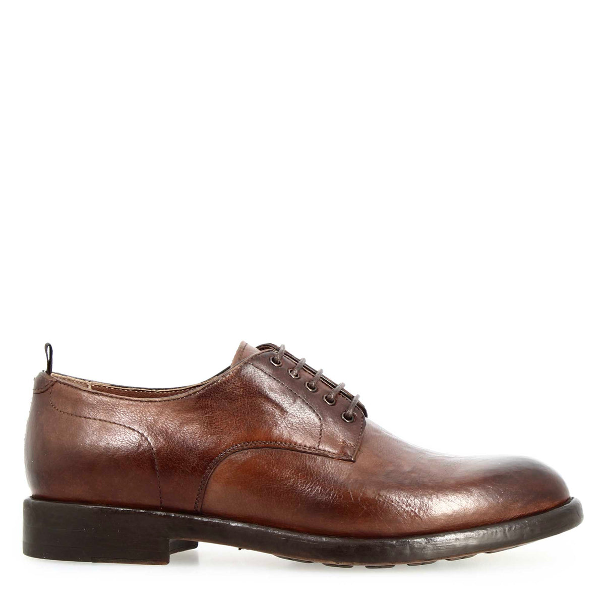 Derby da uomo moderna in pelle pregiata marrone - LeonardoShoes